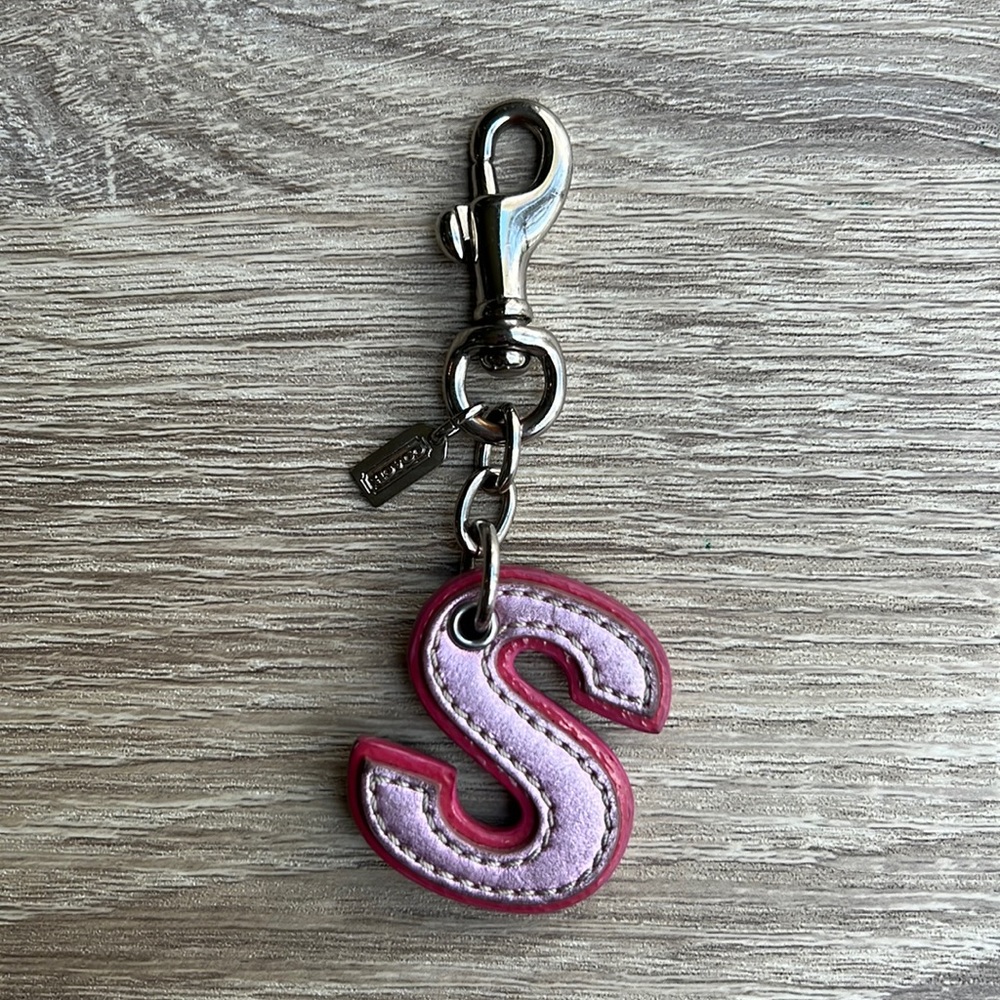 Authentic COACH Leather Letter S Charm Keyfob